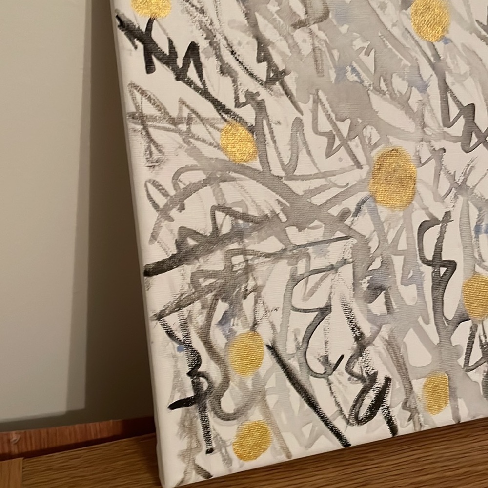 NEW Black and Gold Abstract Artwork (8x8inch Canvas Painting)